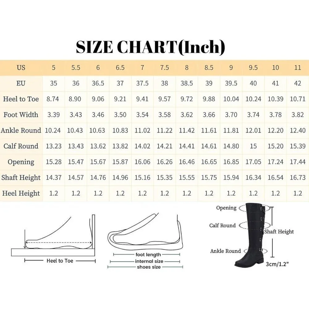 🆕Women Faux Leather Black Strappy Motorcycle Knee High Riding Flat Lace Up Boot